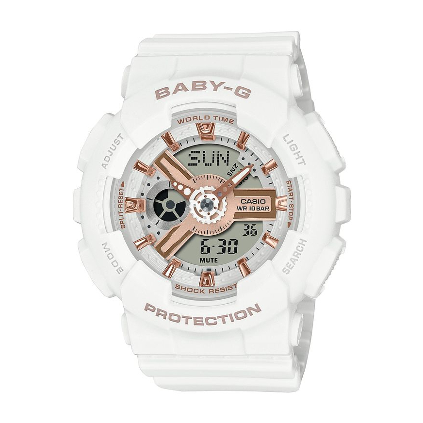 【CASIO】Baby-G  白玫瑰金色雙顯電子女錶 BA-110XRG-7A 台灣卡西歐公司貨 保固一年