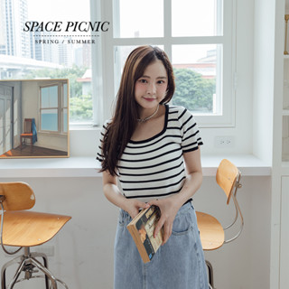 Space Picnic｜方領條紋針織上衣-3色【C23051020】