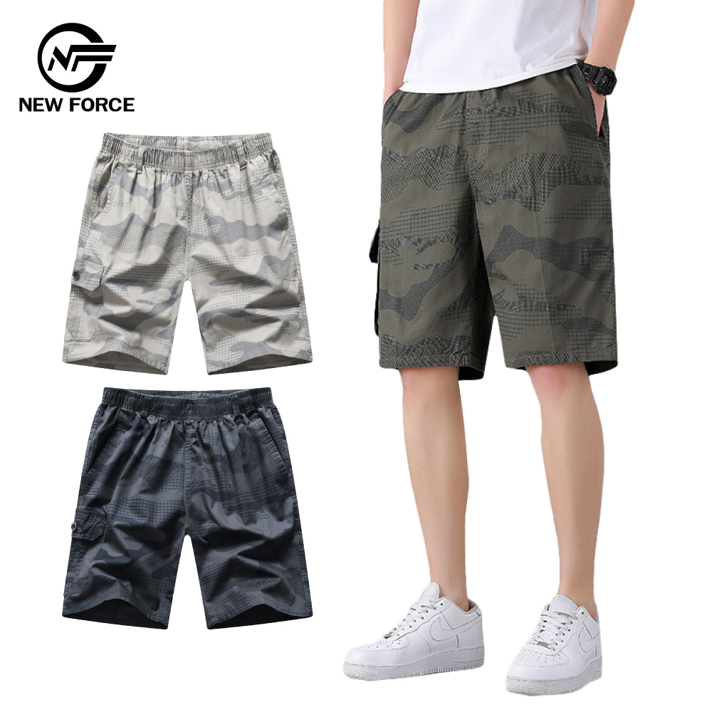 【NEW FORCE】迷彩多口袋寬鬆休閒工作短褲-3色可選