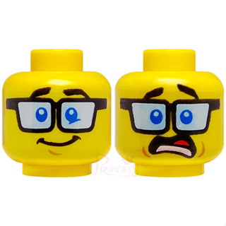 公主樂糕殿 LEGO 樂高 60157 科學家 頭 驚嚇 眼鏡 雙面 黃色 3626cpb1841 A179
