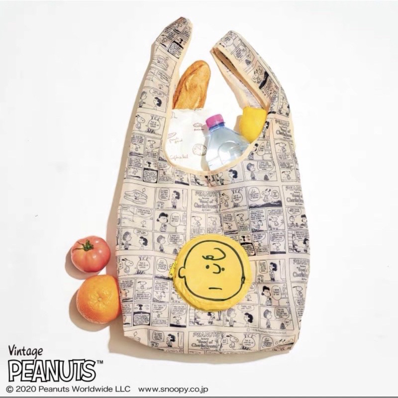 全新日雜附錄查理布朗 Snoopy 史努比 尼龍大容量購物袋折疊便携收納超市環保袋