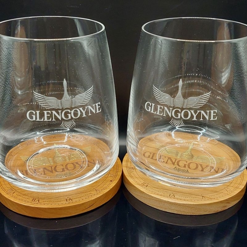 格蘭哥尼 盒裝 威士忌杯組(內含:義大利製玻璃杯*2,台製木質杯墊*2) 高質感、優質送禮選擇