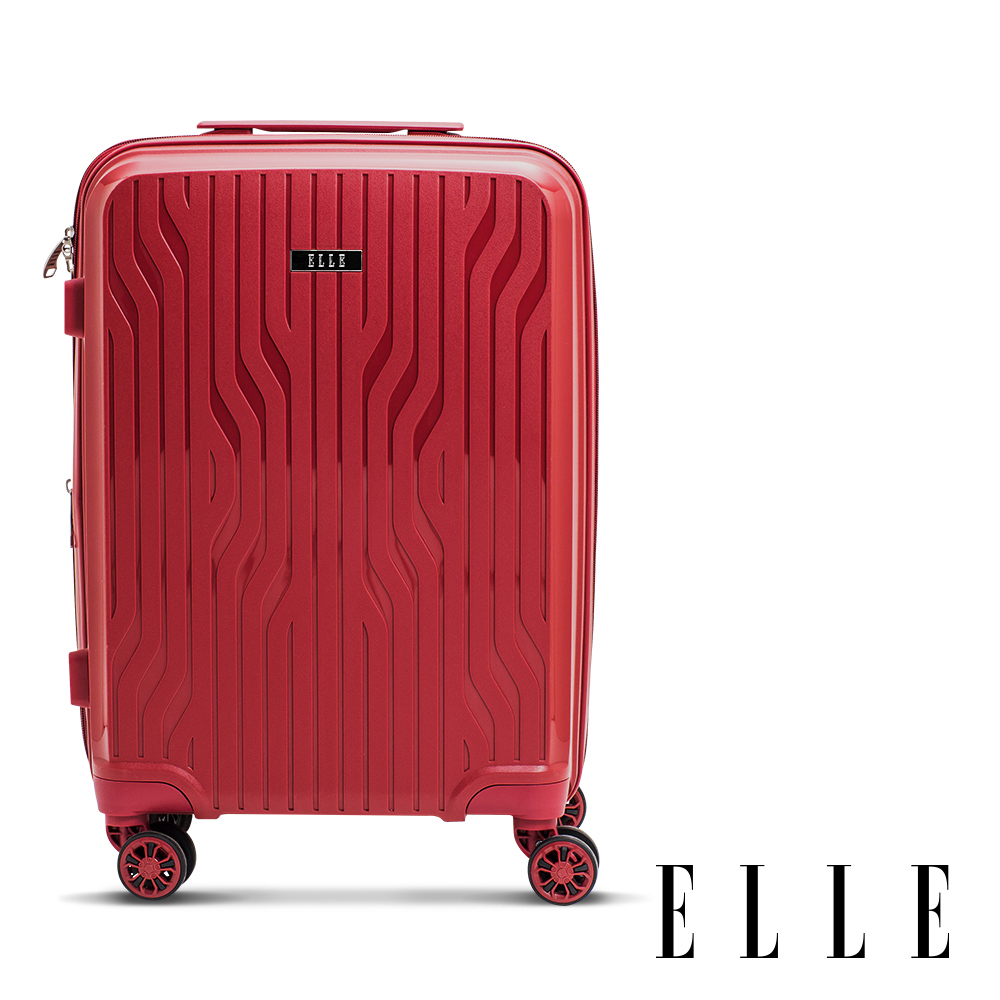 【ELLE】法式浮雕 20/24/28吋 極輕特級耐刮PP材質行李箱 / 登機箱 (胭脂紅) EL31281