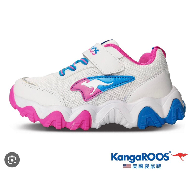 金英鞋坊~KangaROOS美國袋鼠鞋 童款RAINBOW輕量運動鞋 [KK21123] 白桃特價590元