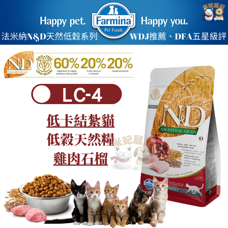 【米妃寵記】Farmina法米納 LC4 室內/結紮貓低穀糧 雞肉石榴 低卡 300g 成貓飼料 全齡貓 貓飼料