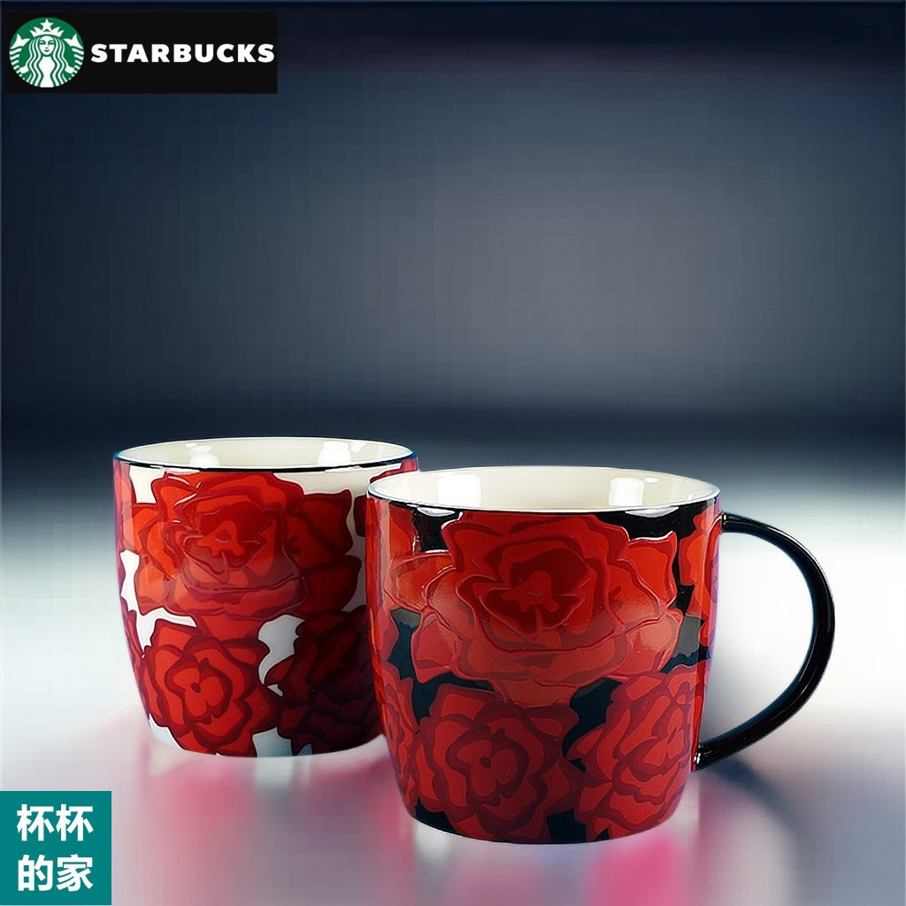 杯杯的家 Starbucks 星巴克 瑰麗 馬克杯 黑白 對杯 14 oz 薔薇 玫瑰