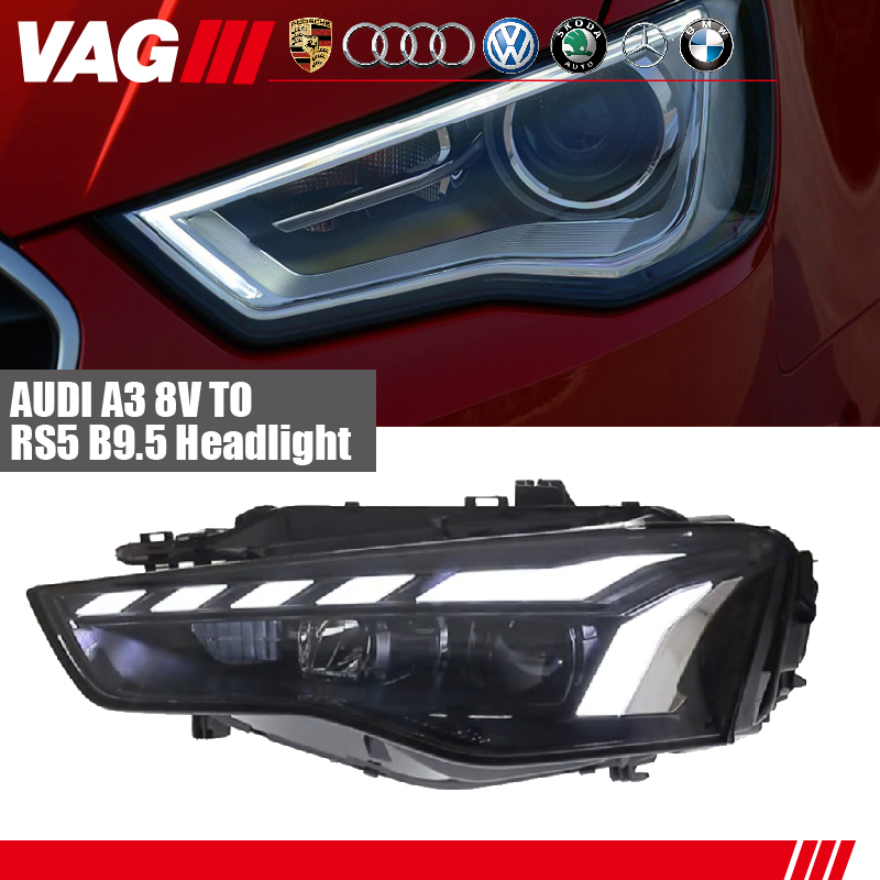 【大燈總成】AUDI A3 8V 2013-16 升級 RS5 B9.5 樣式大燈 Avant Sedan 奧迪A3