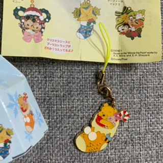 日本迪士尼商店 Disney Store 聖誕節限定 小熊維尼 小豬 聖誕襪 金屬 吊飾
