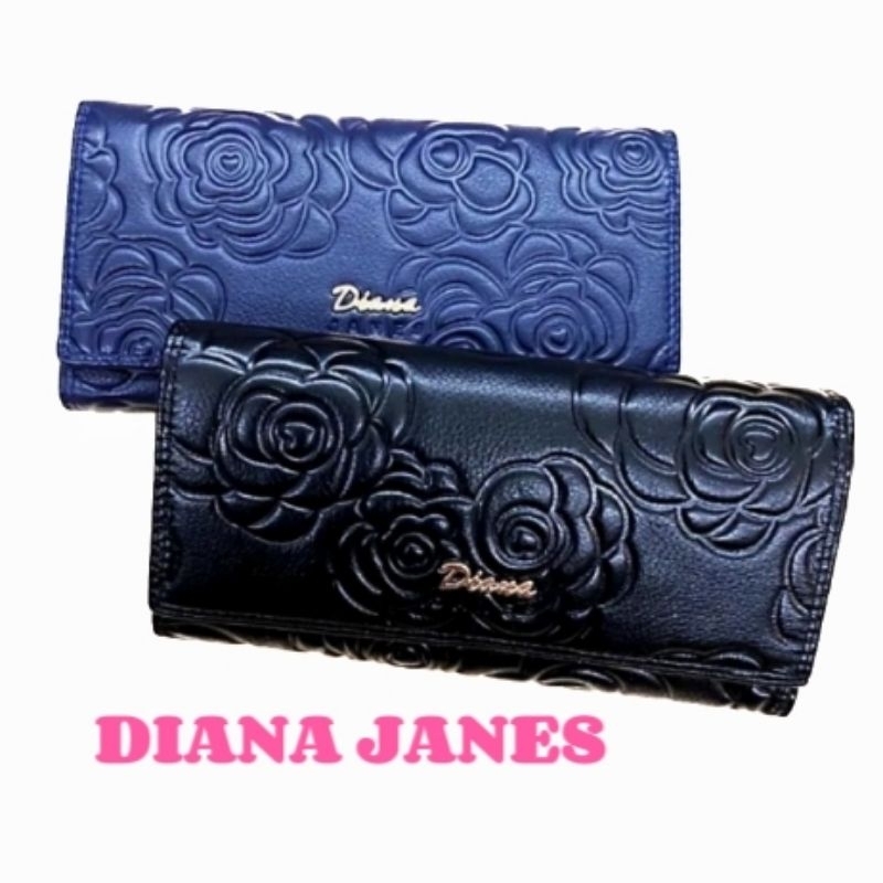 🎀【DIANA JANES】黛安娜真皮長夾 多卡層拉鍊零錢袋長夾 玫瑰花🔫快速出貨