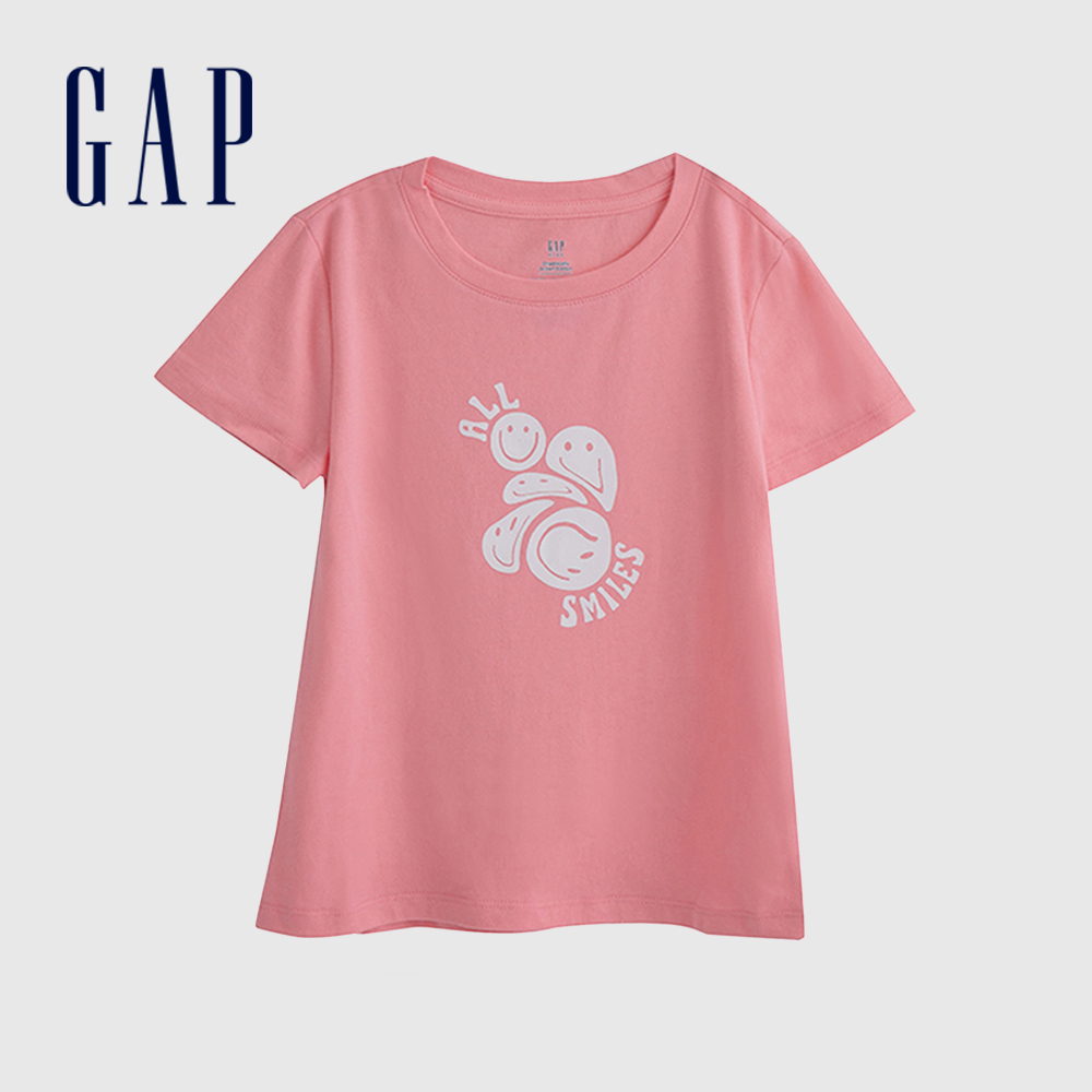 Gap 女童裝 印花短袖T恤-粉色(601397)