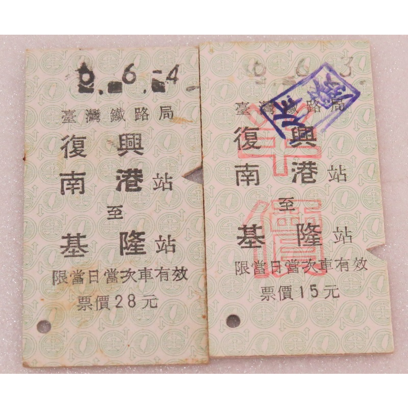紀念火車票 名片式車票 硬式火車票 鐵路車票 復興號火車票 舊式火車票 台鐵火車票      硬票 南港至基隆