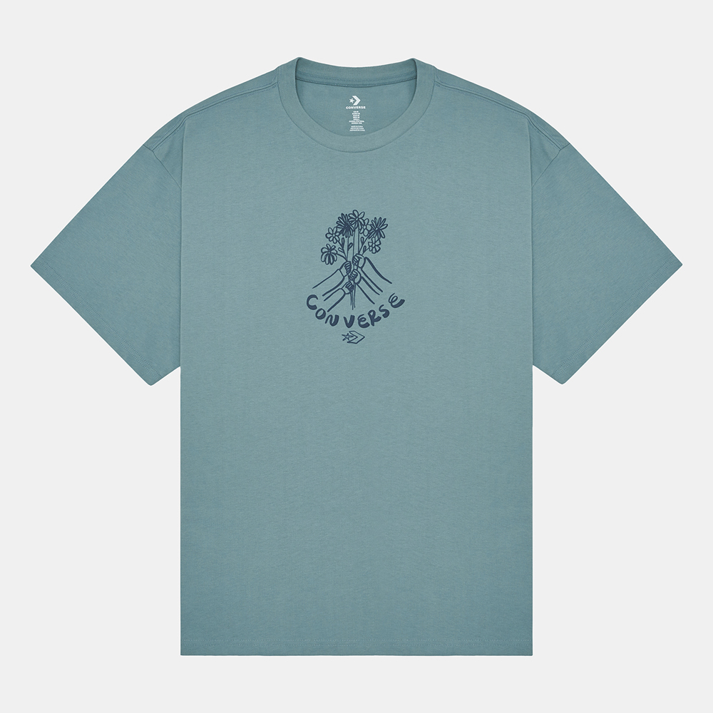 CONVERSE 短袖上衣 FLOWER FRIENDS TEE 男 10024757-A03 花卉系列 藍色