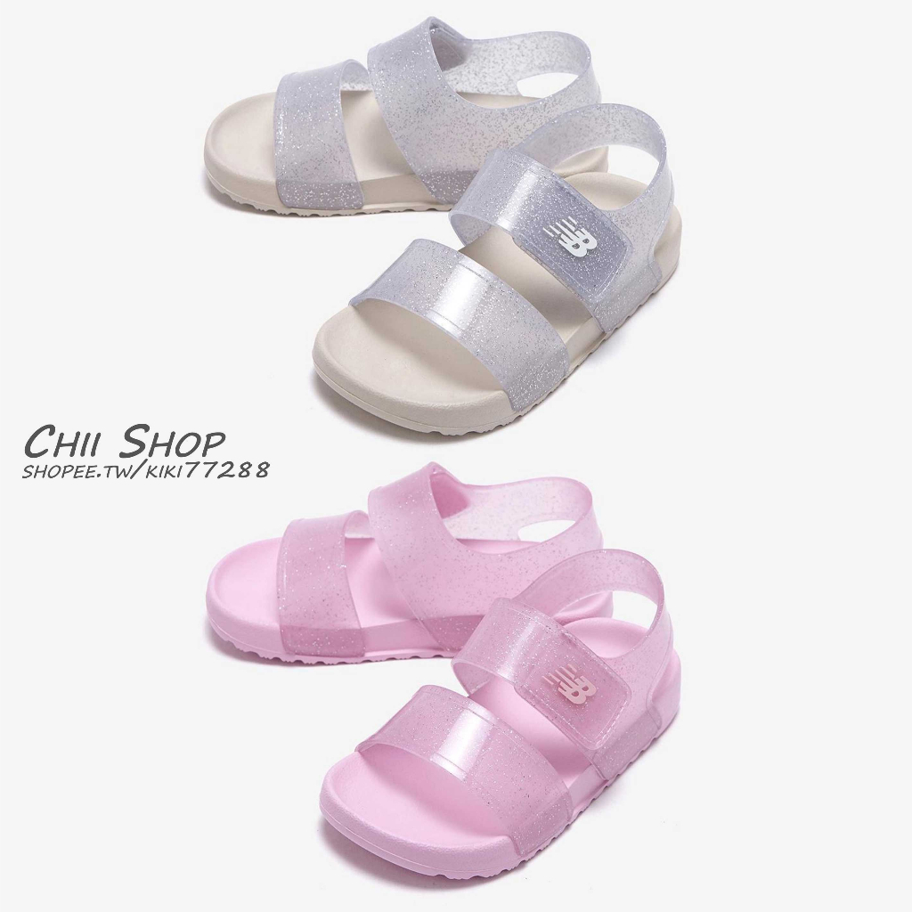 【CHII】韓國 New Balance 童鞋 中大童 雙帶涼鞋 韓製 魔鬼氈 果凍粉 透明灰