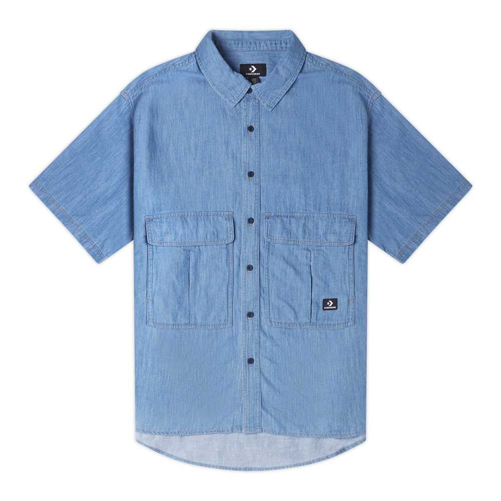 CONVERSE 短袖襯衫 ELEVATED CHAMBRAY TOP 男 10025438-A01 牛仔藍