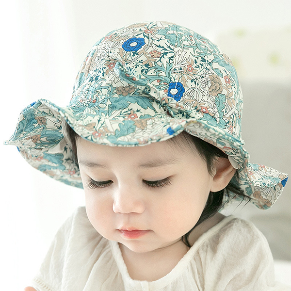 寶寶漁夫帽 寶寶遮陽帽 小碎花防曬帽 嬰兒帽 童帽-雪倫小舖