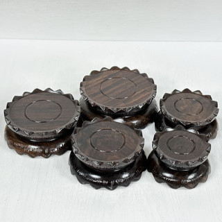 【御古齋】精選黑檀木 蓮花造型 圓形底座 兩面通用底座 藝品展示底座 小花臺花座 實用圓底座 [多款尺寸任選] 0523