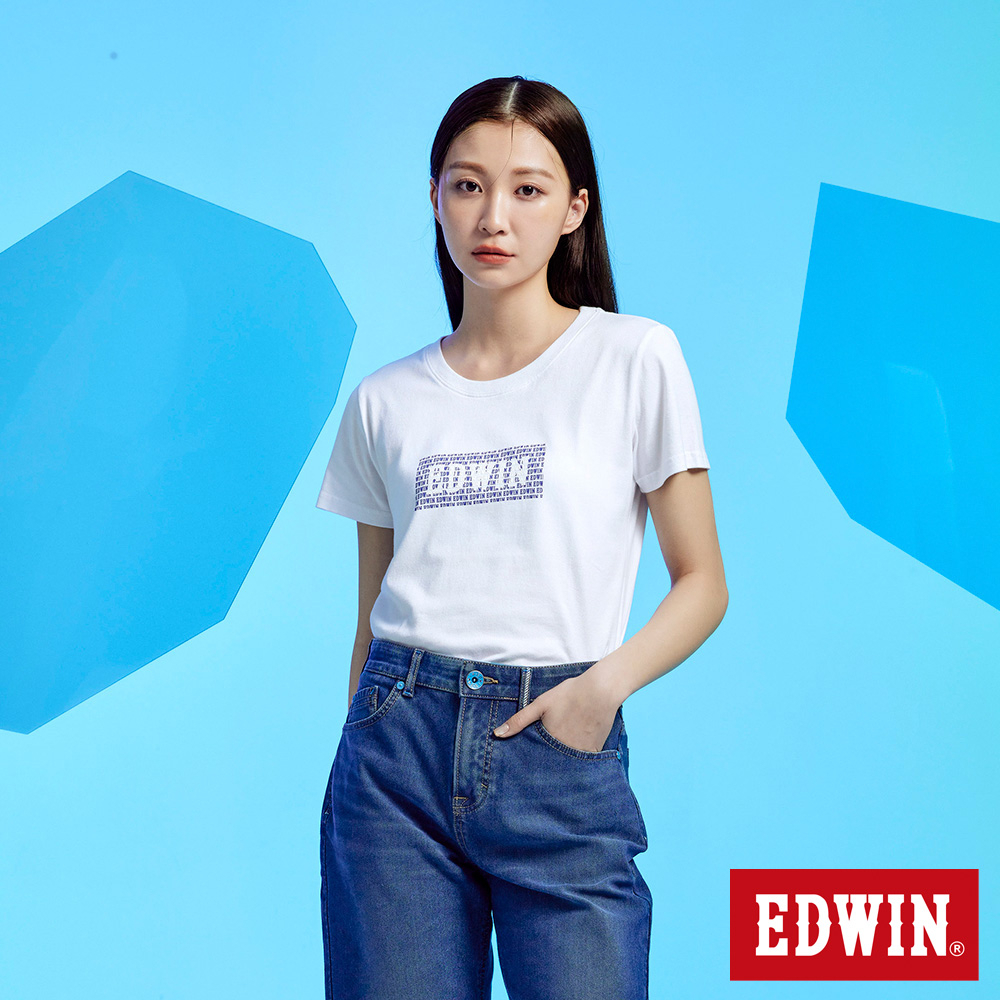 EDWIN 小字排列BOX LOGO短袖T恤(白色)-女款