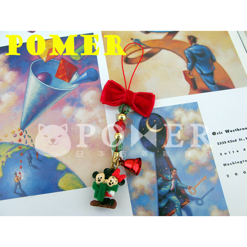 ☆POMER☆日本Disney store絕版正品 米奇 米妮 聖誕節 鈴鐺 蝴蝶結 圍巾 手機吊飾 鑰匙圈 情人節禮物