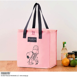wbar☆日本SNOOPY史努比粉色箱型大容量保冷袋 保溫提袋 手提包 保鮮袋 手提袋 購物袋