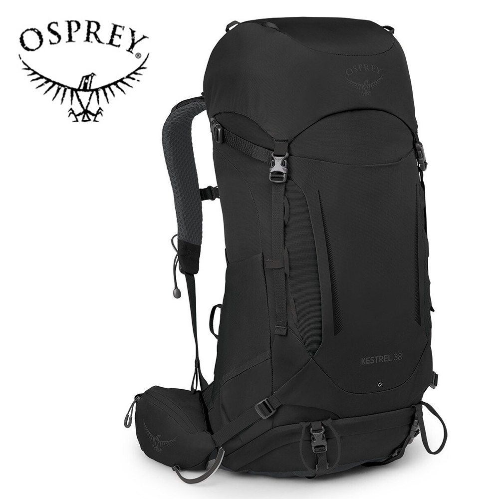 【Osprey 美國】Kestrel 38 輕量登山背包 附背包防水套 男款 黑色｜健行背包 背包旅行
