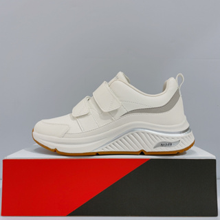 SKECHERS ARCH FIT S-MILES 女生 白色 魔鬼氈 皮革 舒適 運動 休閒鞋 155571WHT