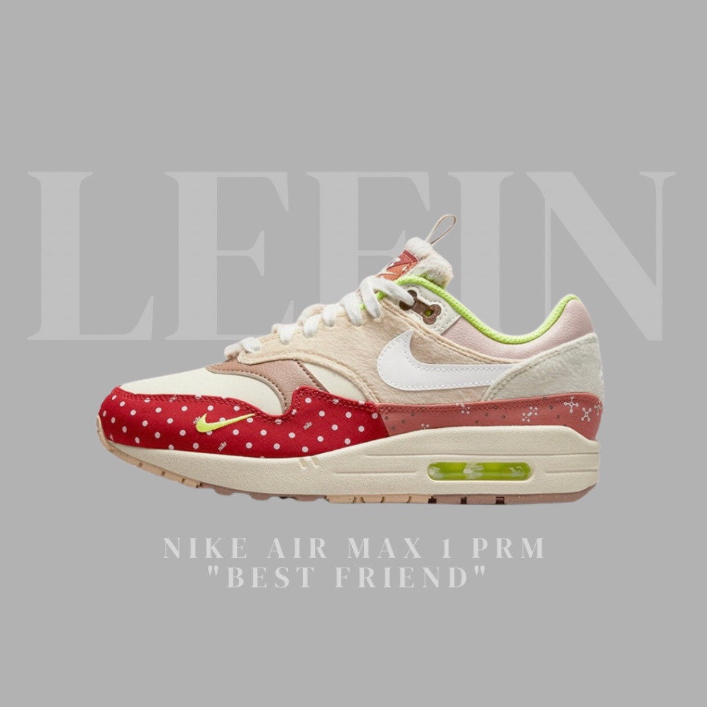 【Leein】Nike Air Max 1 prm best friend 紅米白綠女鞋骨頭點點狗狗DR2553-111