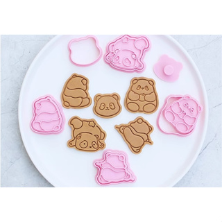 可愛卡通熊貓 花花黑白熊貓造型 糖霜餅乾模具 3D立體按壓餅乾模