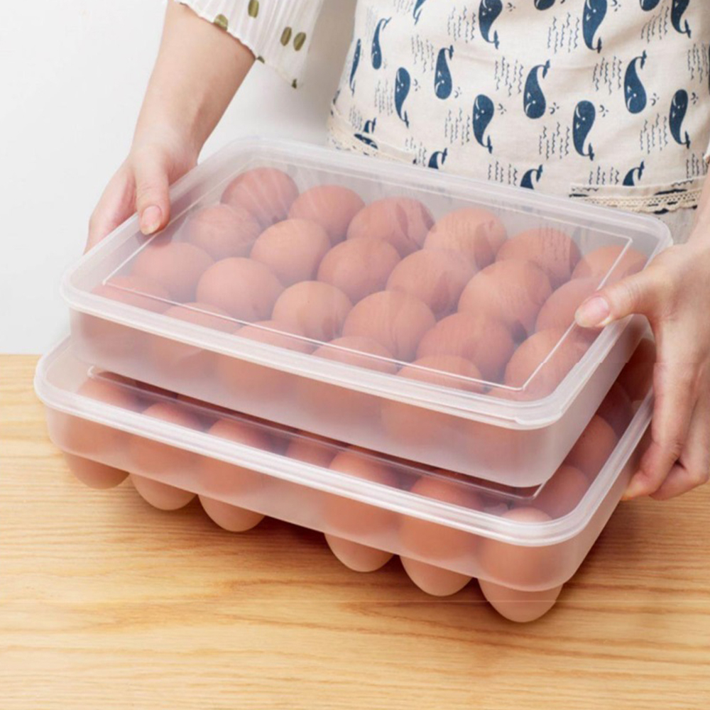 24/34格帶蓋雞蛋鴨蛋收納盒 冰箱用放雞蛋保鮮收納盒 可疊加透明保鮮盒 塑膠雞蛋格
