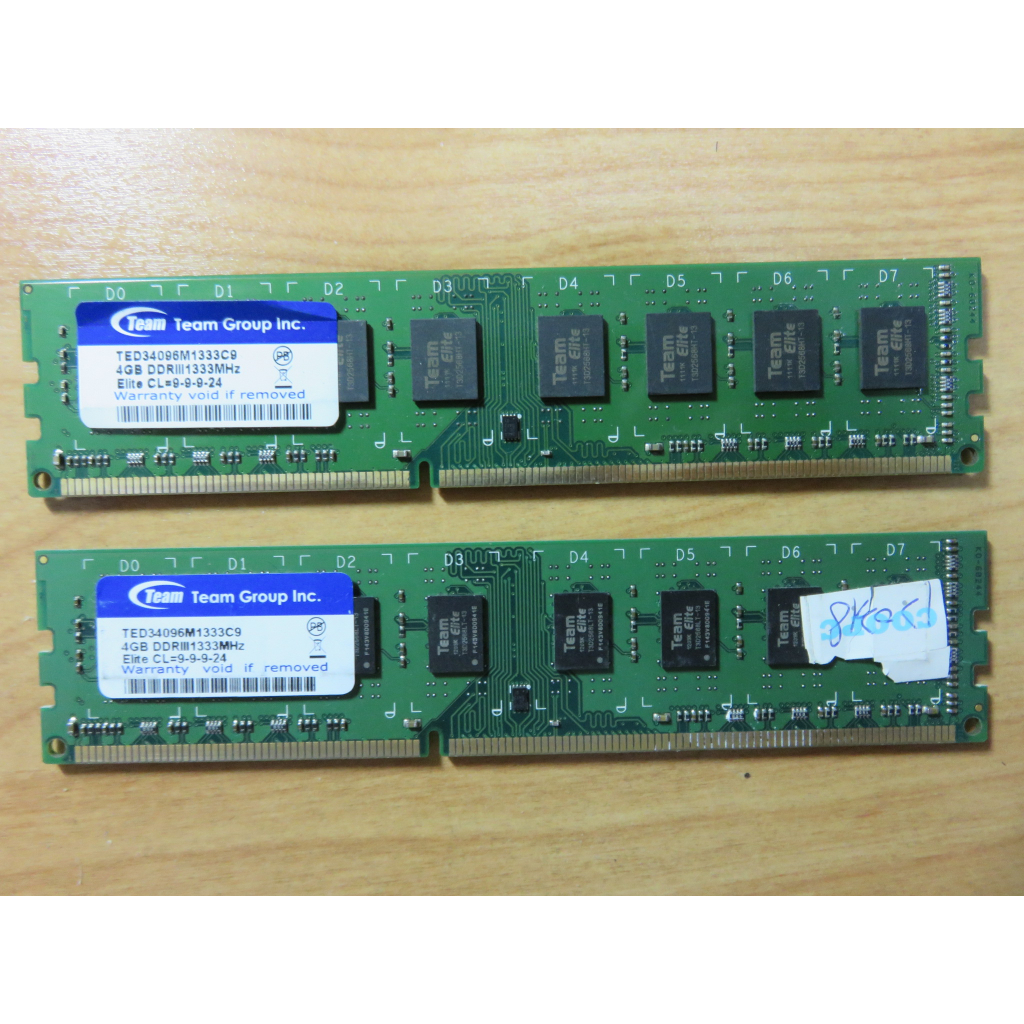 D.桌上型電腦記憶體-Team 十銓 DDR3-1333雙通道 4GB*2共 8GB 不分售 直購價120