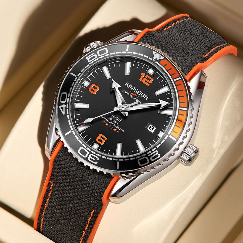金詩頓品牌海馬系列高檔腕錶石英錶夜光日曆防水運動手錶男錶