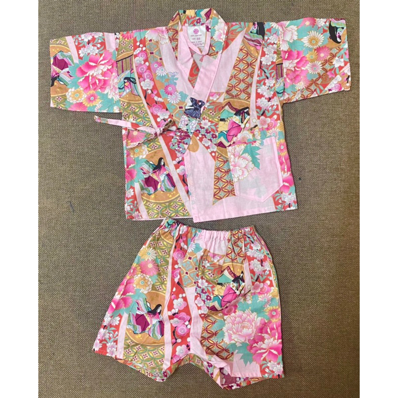日本製 櫻井商事 很新 兒童浴衣 小童浴衣 兒童和服 兩件式 寶寶浴衣 二手童裝 女寶 女童