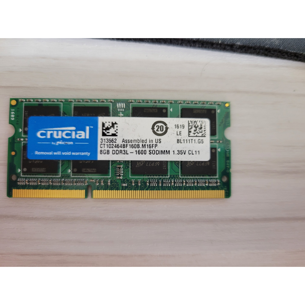 筆電記憶體 crucial 8gb ddr3l 1600