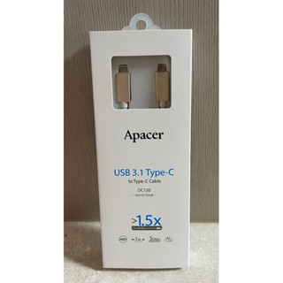 Apacer DC120 USB3.1 Type-C 充電線 傳輸線 1米 金色