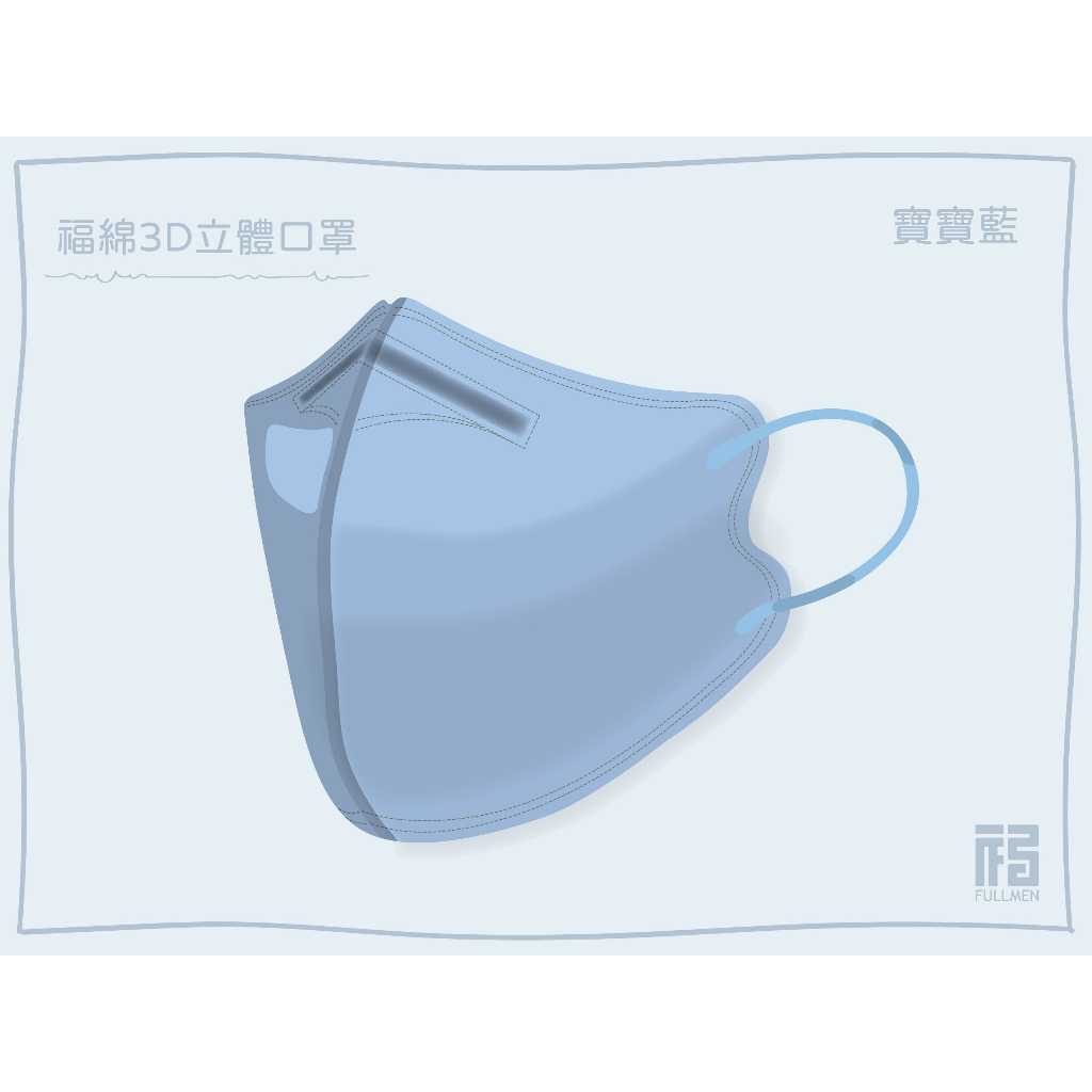 🤘台灣製 福綿《M號》寶寶藍 立體醫用口罩(15入)