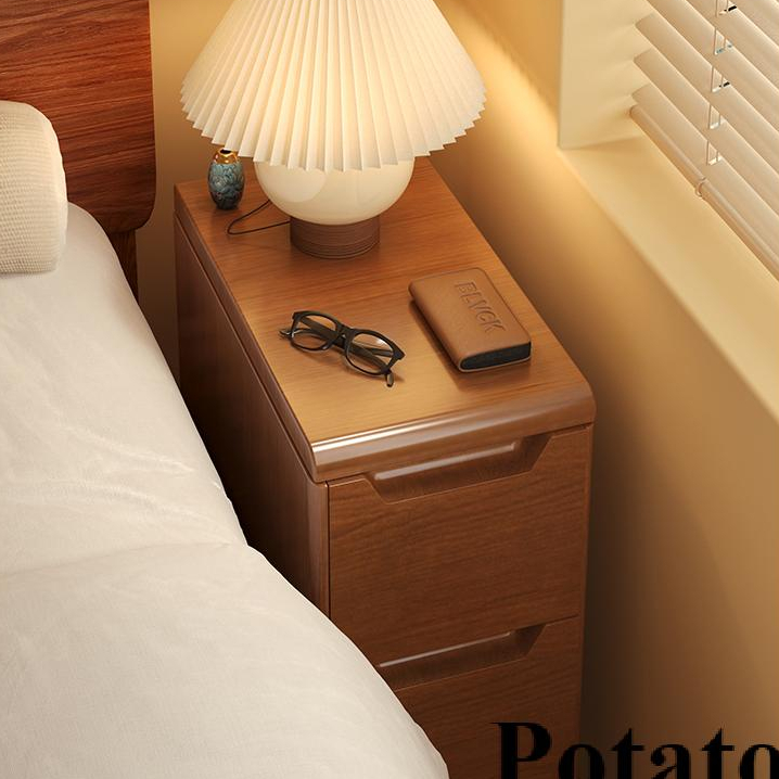 限時下殺 實木床頭櫃 整裝小型 牆邊標縫置物櫃 簡約現代家用卧室 床邊櫃 極窄20公分