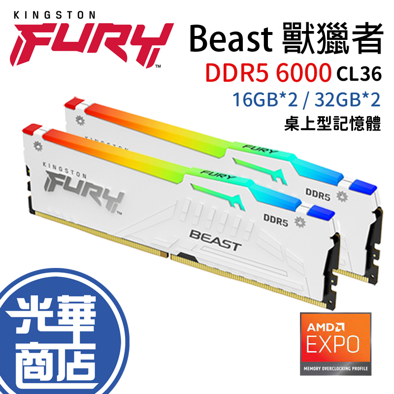 Kingston金士頓 FURY 狩獵者 DDR5 6000 32G 64G KF560C36BWEAK2-32 -64