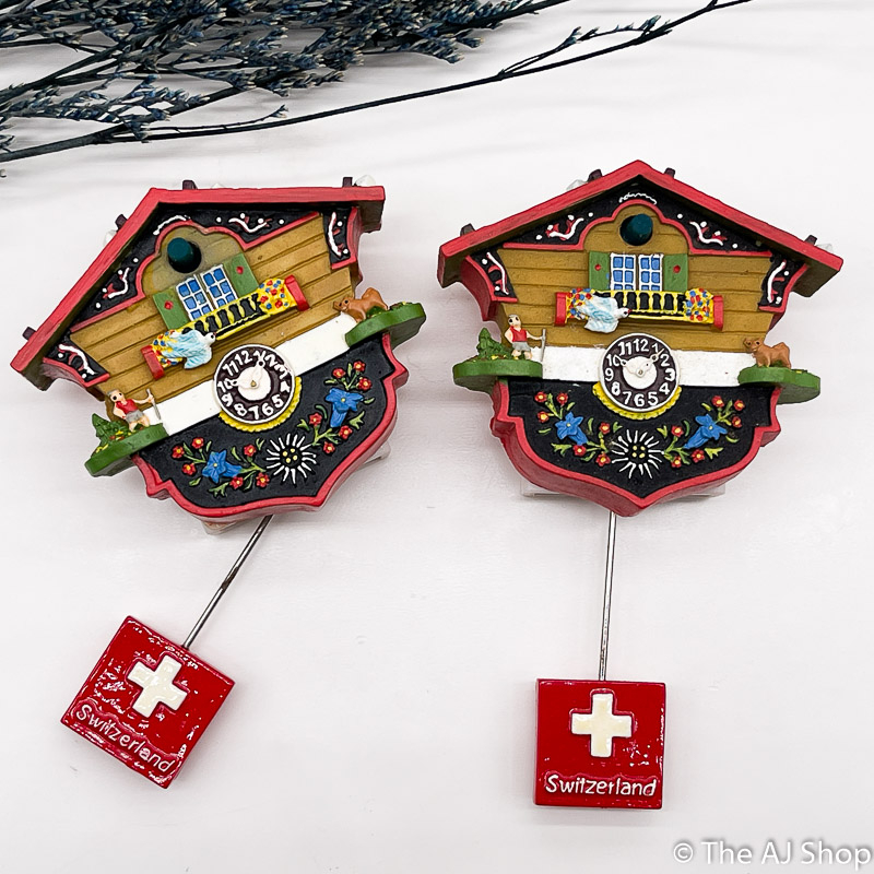 【AJ】咕咕鐘造型磁鐵 歐洲木屋 瑞士國旗擺飾 poly磁鐵 樹脂冰箱貼 // 立體 仿真 居家裝飾 旅遊紀念品