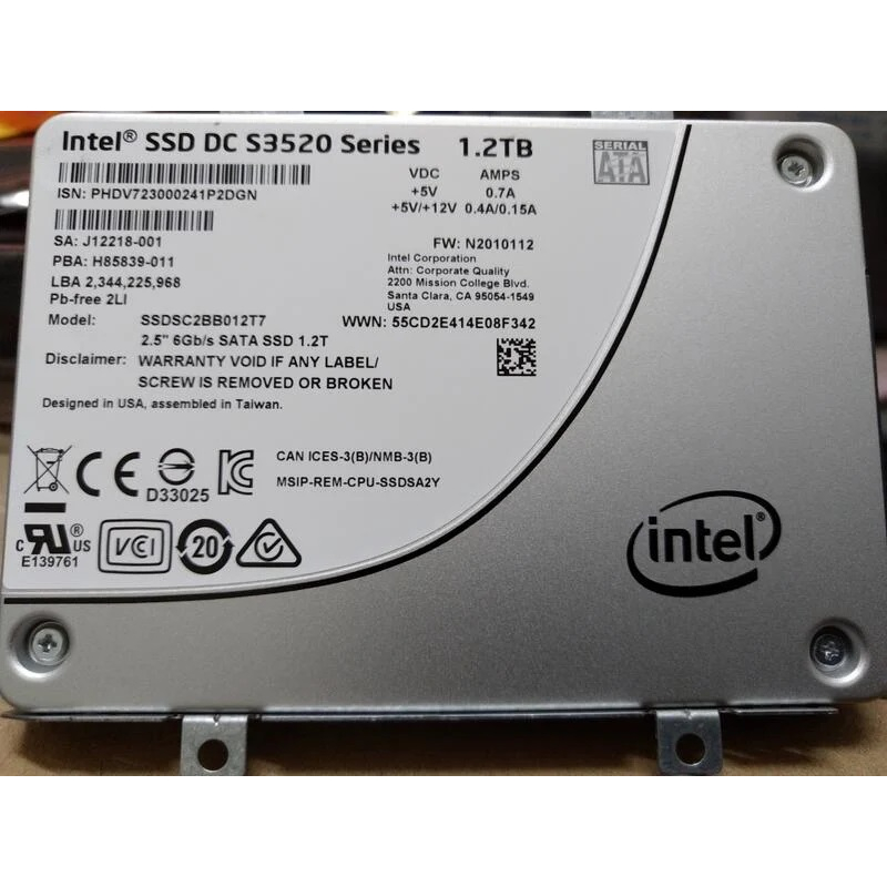 【福利品】Intel英特爾 1.2T&amp;1.6T S3520 服務器企業級 SATA3-SSD固態硬碟2.5吋(內詳)
