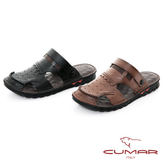 【CUMAR】舒適真皮兩穿式涼拖鞋