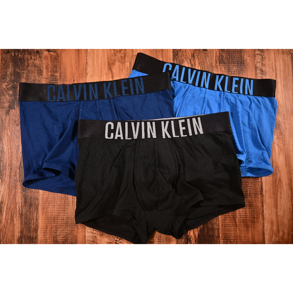 Calvin Klein Intense Power 棉質彈力舒適 平口/四角褲/CK內褲 藍、黑色系 三入組