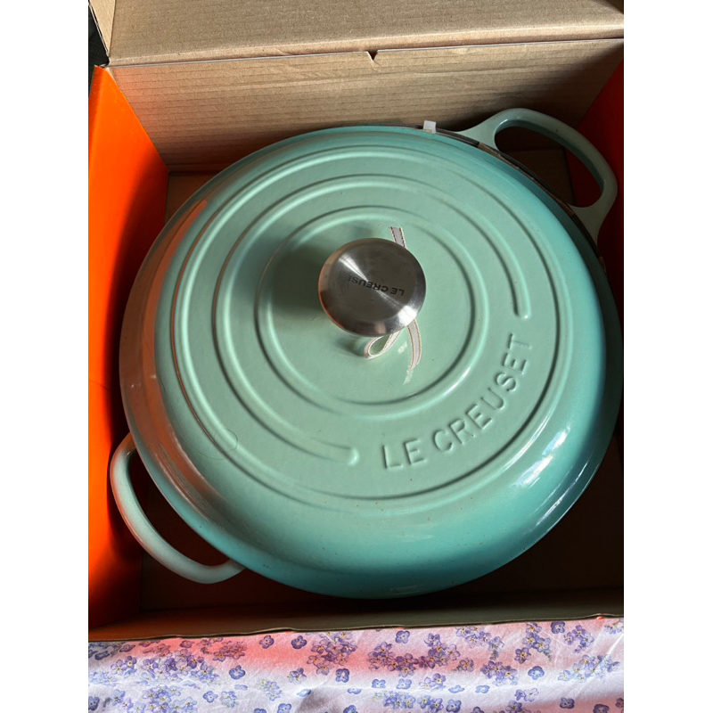 Le creuset 鑄鐵鍋 壽喜鍋 30公分 薄荷綠 鋼頭