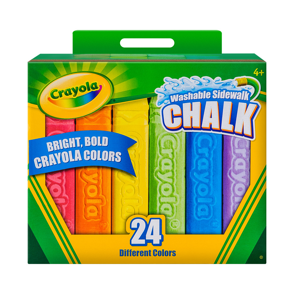 【美國繪兒樂Crayola】可水洗戶外粉筆24色｜安全無毒 防滑滾設計 可水洗