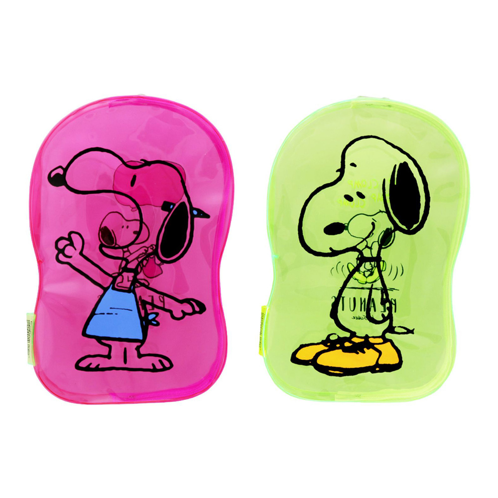 sun-star Snoopy 螢光色透明造型筆袋 收納包 史努比 花生玩色
