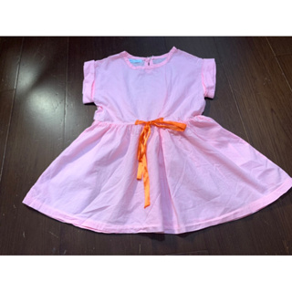 女童螢光粉條紋洋裝上衣 娃娃裝 童裝4歲