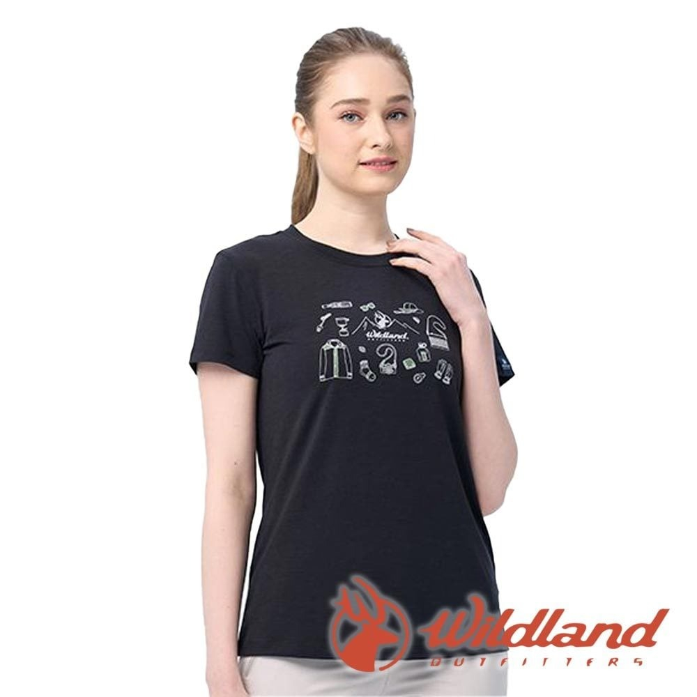 【wildland 荒野】女山野古徑機能排汗圓領 短袖T恤『黑色』0B11623