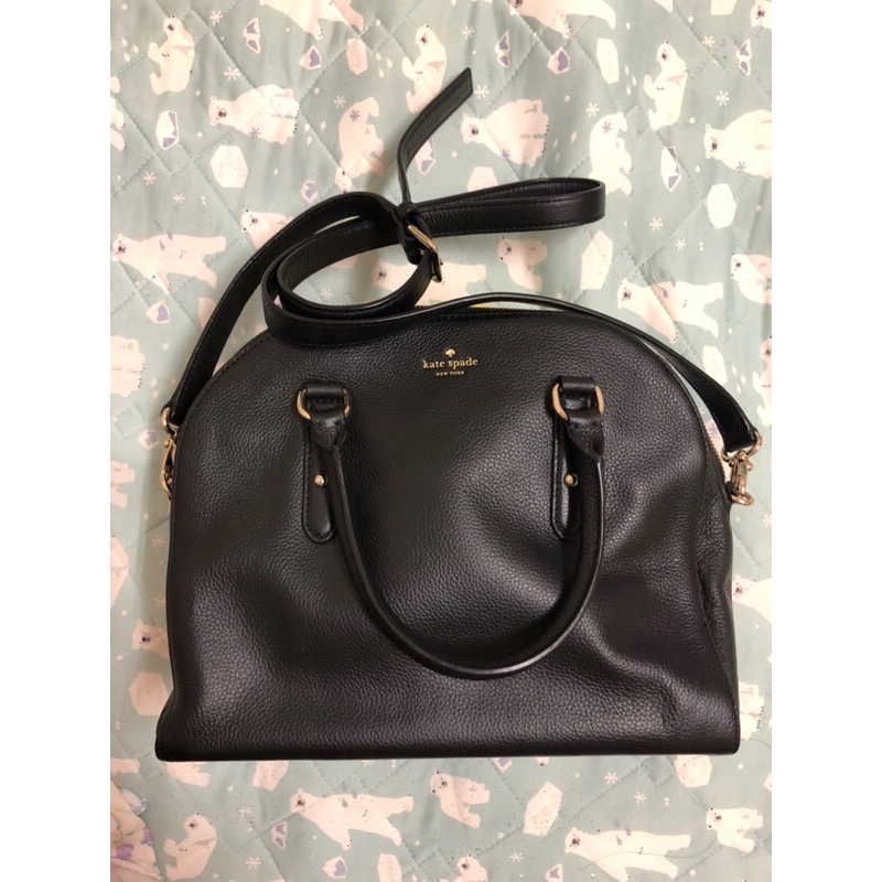 全新Kate spade 貝殼包 黑色 真皮