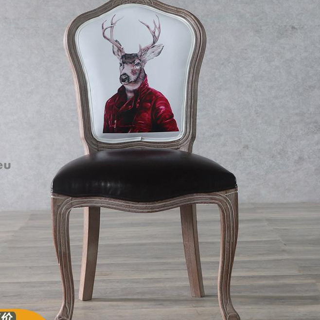 免運 定制 明珠家居復古椅子扇背雕花橡木椅法式古典餐椅整裝仿古做舊設計椅