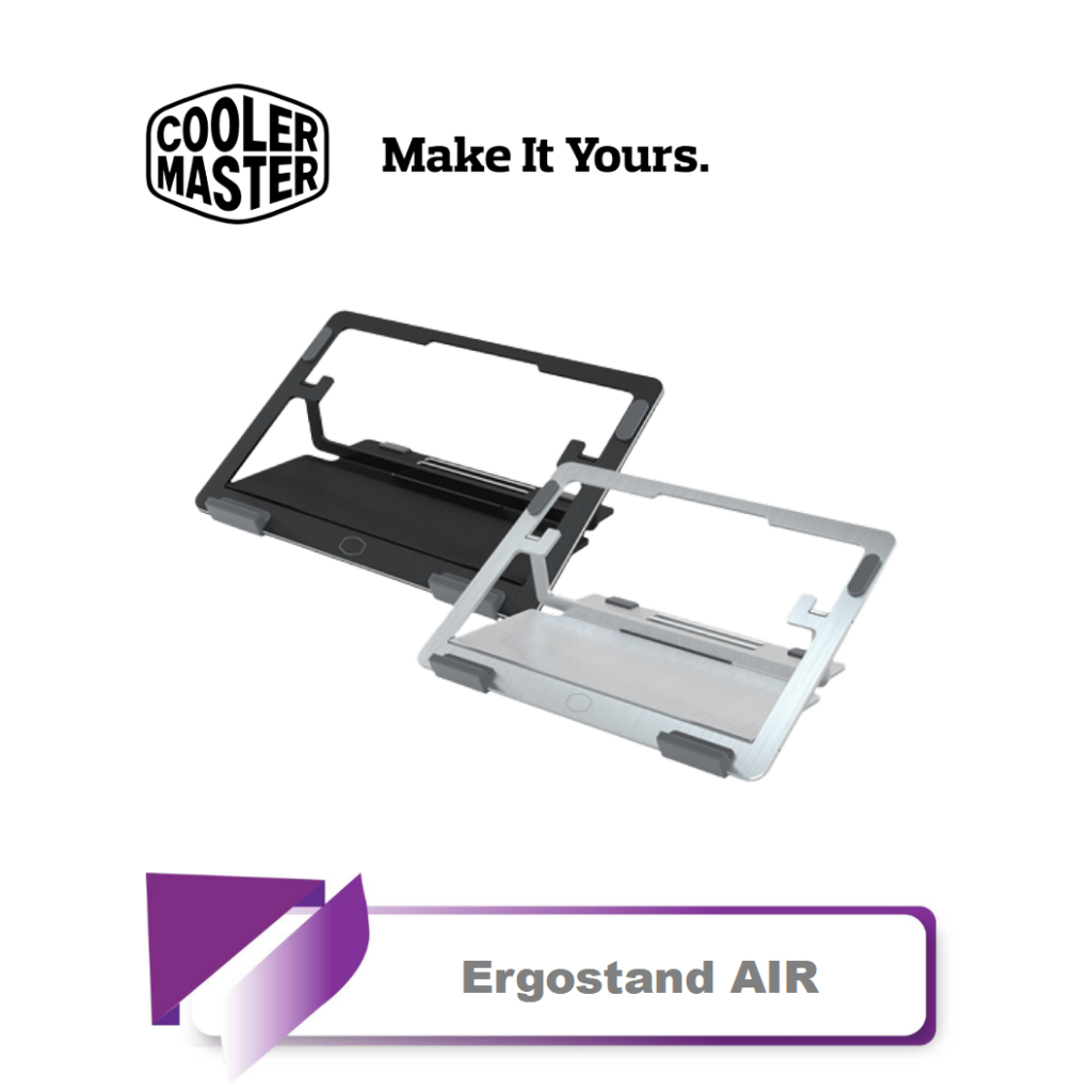 【TN STAR】Cooler Master Ergostand AIR 支架型筆電散熱墊/筆電/散熱墊/黑色/銀色