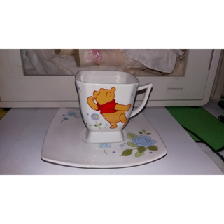 迪士尼 小熊維尼 馬克杯 / 咖啡杯 盤