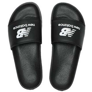 NEW BALANCE 拖鞋 黑白LOGO 皮面 運動拖鞋 男女 SUF50BK1